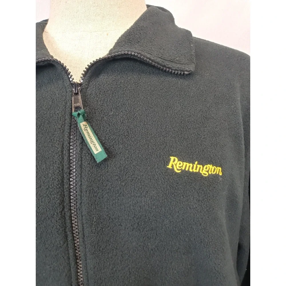 Remington Fleece Jacket Mens Large Black Full Zip Outdoor‎ Hunting Gorpcore Y2K